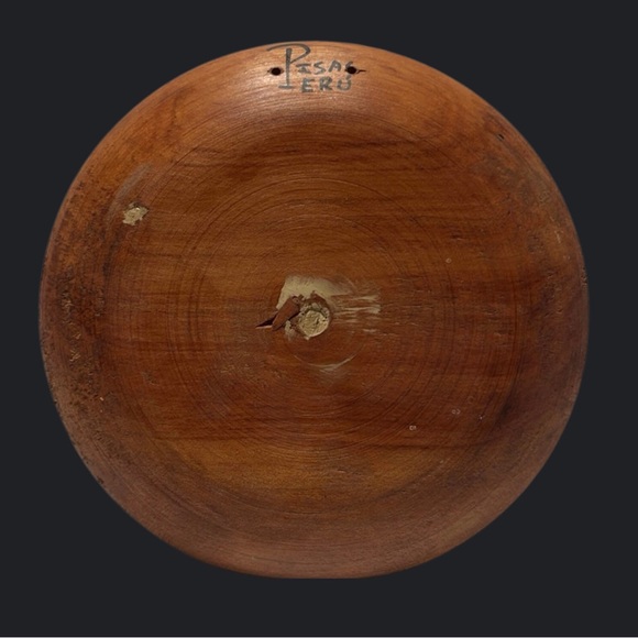 Peruvian Wooden Plate. 4.5” diameter Pre owned - Picture 2 of 4
